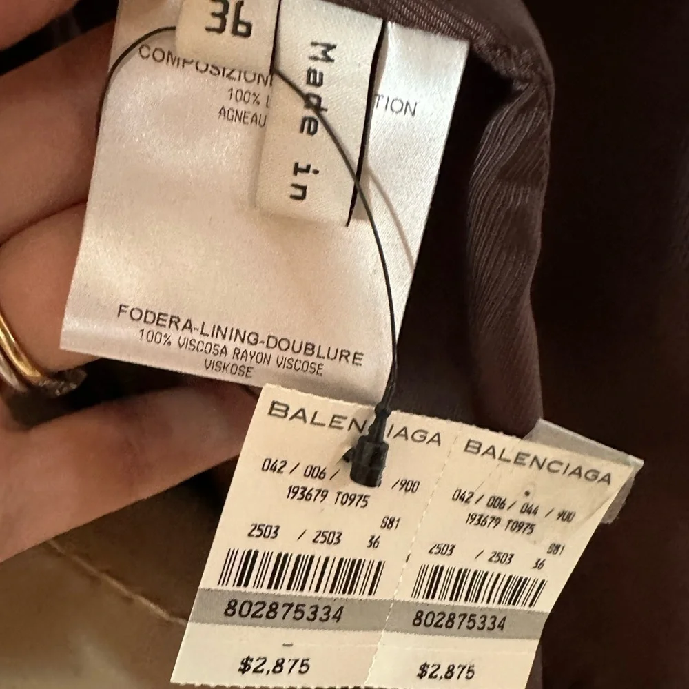 NWT Balenciaga Chocolate Brown Genuine Lambskin Leather Trench Coat Size FR36 - Picture 8 of 9